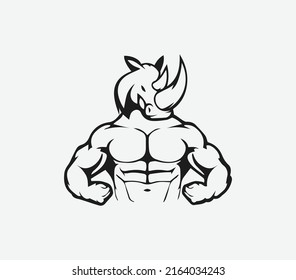 A rhino animal body builder logo