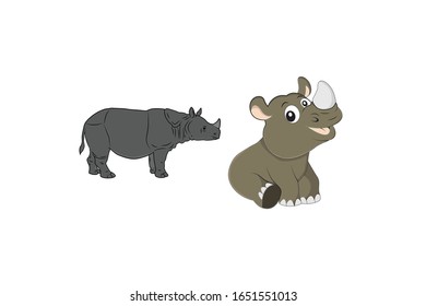 Rhino Animal Cartoon Vector Illustration