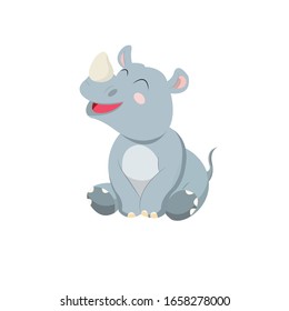 Rhino Animal Cartoon Vector Illustration 