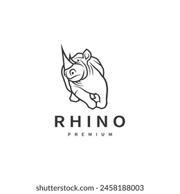 Rhino animal geometric logo design illustration  3