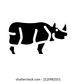 rhino animal glyph icon vector. rhino animal sign. isolated contour symbol black illustration