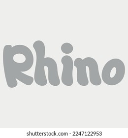 Rhino Animal Name Lettering Concept Vector illustration