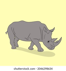 rhino animal vector isolated, protect from extinction, high quality simple illustration