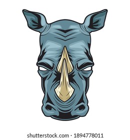 rhino animal wild head colorful character icon vector illustration design