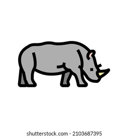 rhino animal in zoo color icon vector. rhino animal in zoo sign. isolated symbol illustration