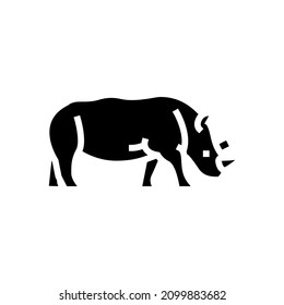 rhino animal in zoo glyph icon vector. rhino animal in zoo sign. isolated contour symbol black illustration