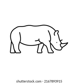 rhino animal in zoo line icon vector. rhino animal in zoo sign. isolated contour symbol black illustration