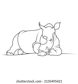 Rhino art. Rhinoceros vector illustration black on white.