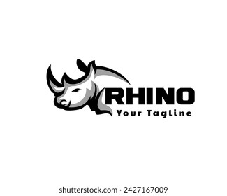 rhino art side view logo icon symbol design template illustration inspiration