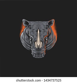 rhino artwork logo vector illustration