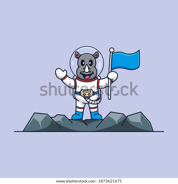 Rhino astronaut cartoon\
mascot logo