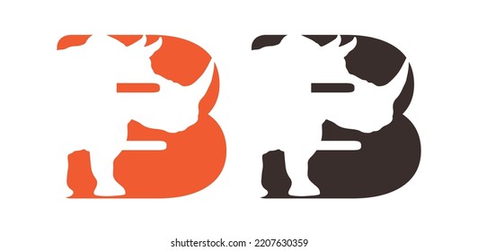Rhino B Logo Vector Icon Symbol Template. Rhino Vector Illustration. B Rhino Vector