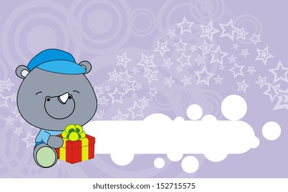  rhino baby cartoon gift box wallpaper