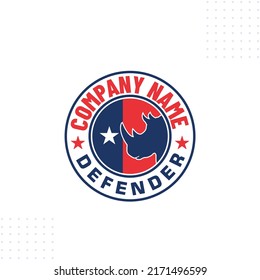 Rhino Badge Type American Defender Logo Design Vector Template In Modern Creative Minimal Style