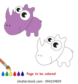 Rhino to be colored. Coloring book for children. Visual game.