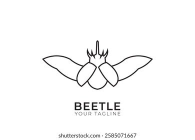 Rhino beetle silhouette logo, beetle head logo, beetle simple line logo