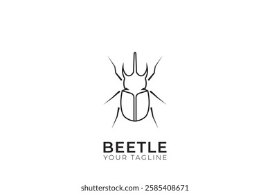 Rhino beetle silhouette logo, beetle head logo, beetle simple line logo