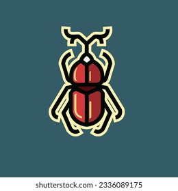 rhino beetle simple line icon logo vector design, modern animal logo pictogram design of unique insect