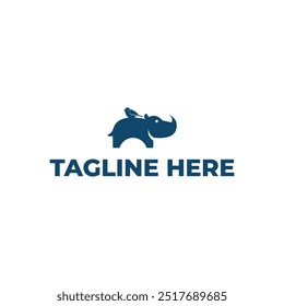Rhino and bird logo design.