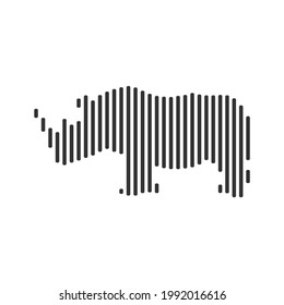 Rhino black barcode line icon vector on white background.