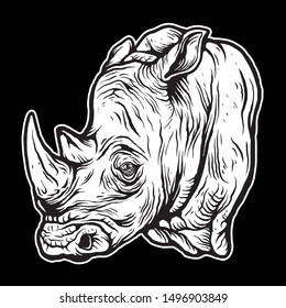 rhino in black and white style. you can explore it later. because this is the basic of design without other colors.