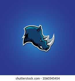 Rhino with a blue background