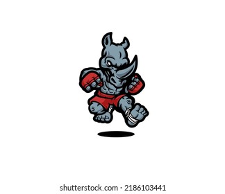 Rhino Boxing Character Mascot Illustration