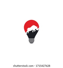 Rhino bulb shape concept logo vector design. Rhino logo for sport club or team