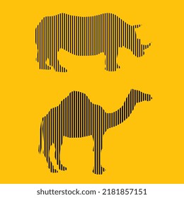 Rhino and camel line darwing vector