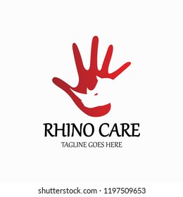 Rhino care logo design template. Rhino protection icon