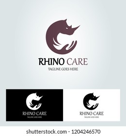 rhino care logo design template. Vector illustration