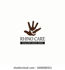 Rhino care logo. Rhino protection logo. Vector illustration