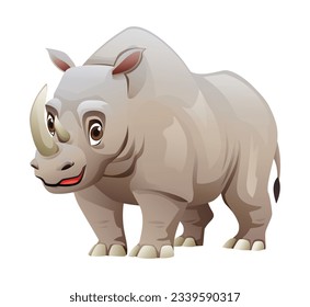 Rhino cartoon character illustration isolated on white