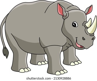 Rhino Cartoon Colored Clipart Illustration