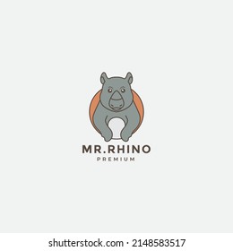 rhino cartoon cute logo design vector graphic icon symbol illustration