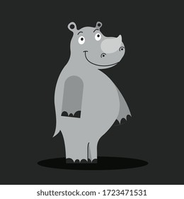 rhino cartoon over black background. vector illustration