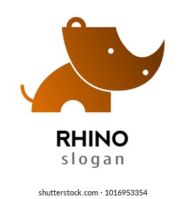 rhino cartoon silhouette style logo,vector illustration