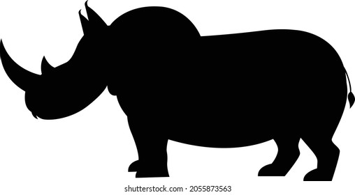 Rhino cartoon vector art and illustration silhouette