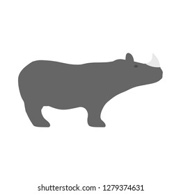 Rhino ceros big nature endangered shape vector icon side view. Animal Africa wildlife silhouette herbivore mammal