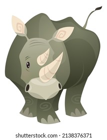 Rhino character. Big safari rhinoceros. Wild animal