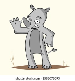 Rhino character. Cartoon vector illustration.