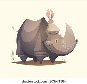 Rhino character. Cartoon vector illustration.