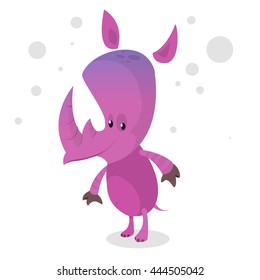 Rhino character. Cartoon vector rhino illustration. Vector cute rhino character flat icon with light gradient. Purple zoo rhino