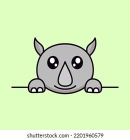 Rhino And Chibi Animal Vector Illustration