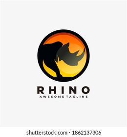 Rhino circle abstract logo design vector