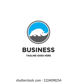 rhino in circle logo icon vector