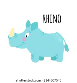 Rhino Clipart. African Animal Vector Illustration Isolated On White Background