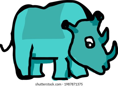 Rhino  is closely examining something isolated vector