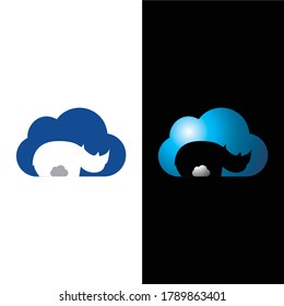 Rhino Cloud logo icon vector template for corporate logo and business card design.