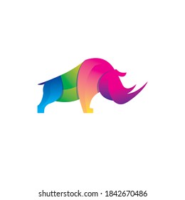 Rhino color logo vector template